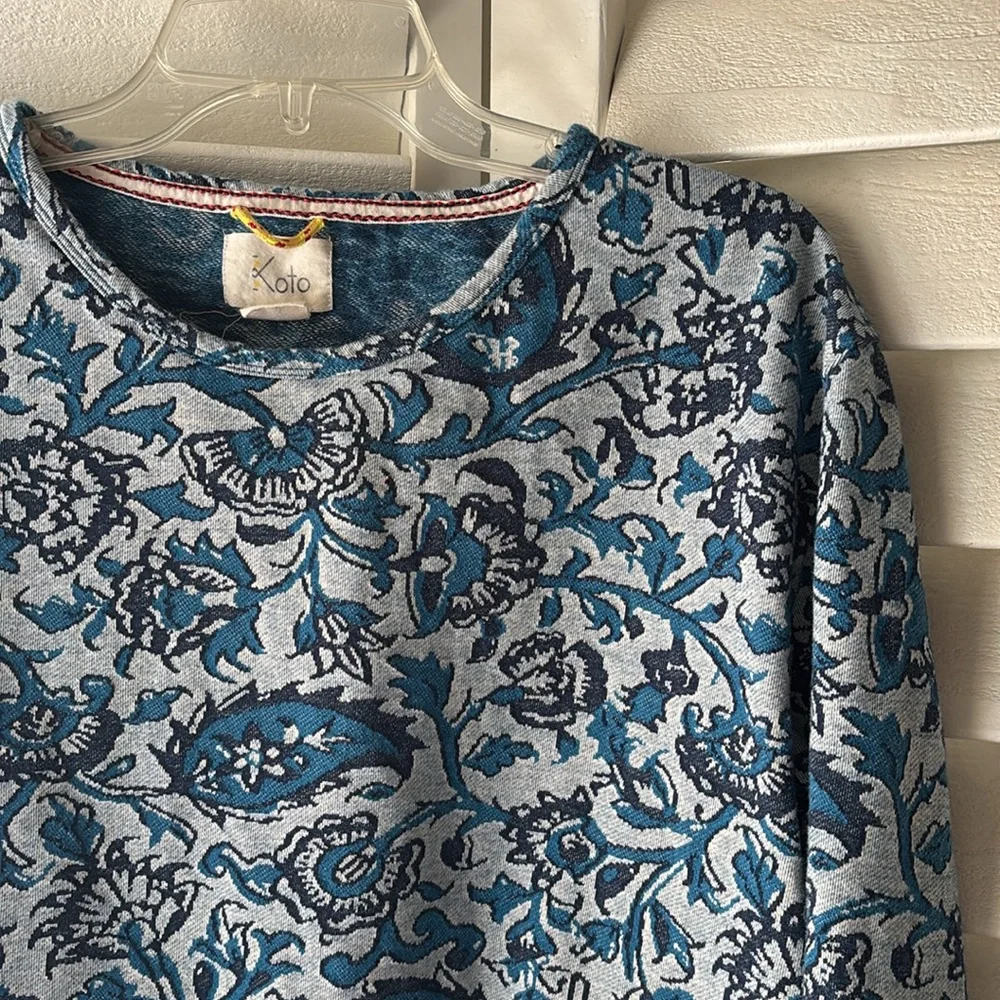 Urban Outfitters Koto Paisley Floral Print Long Sleeve Round Neck Sz LRG - Picture 3 of 12